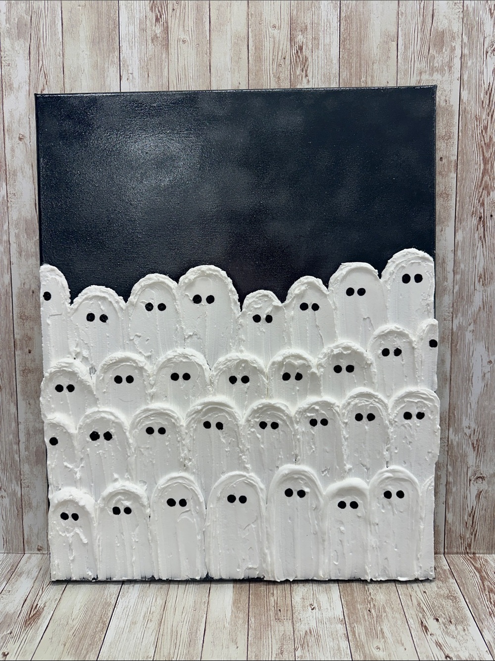 Handmade White Ghost Canvas Wall Art - Home Wall Decor Halloween NEW
